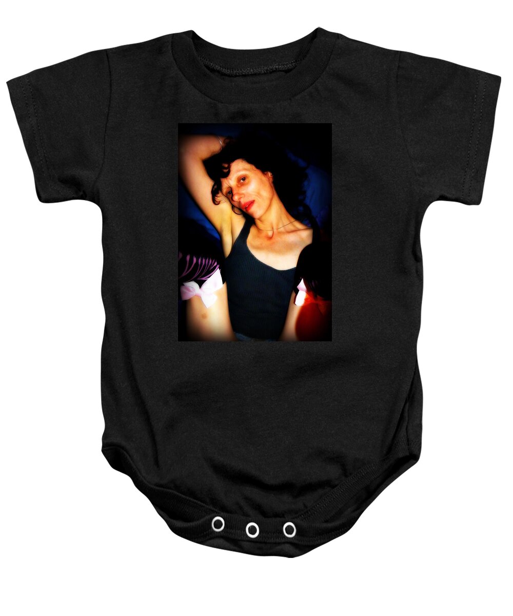 Hot Baby Onesie featuring the photograph While You're Up There by Guy Pettingell