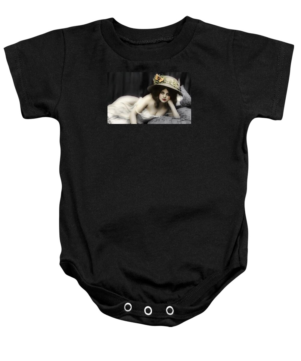 Woman Baby Onesie featuring the painting Will You Love Me In The Morning by Georgiana Romanovna