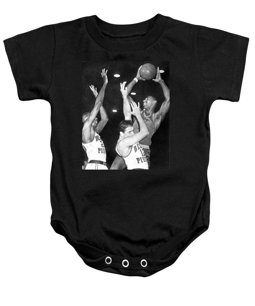1950s Baby Onesie featuring the photograph Wilt Chamberlain Shoots by Underwood Archives