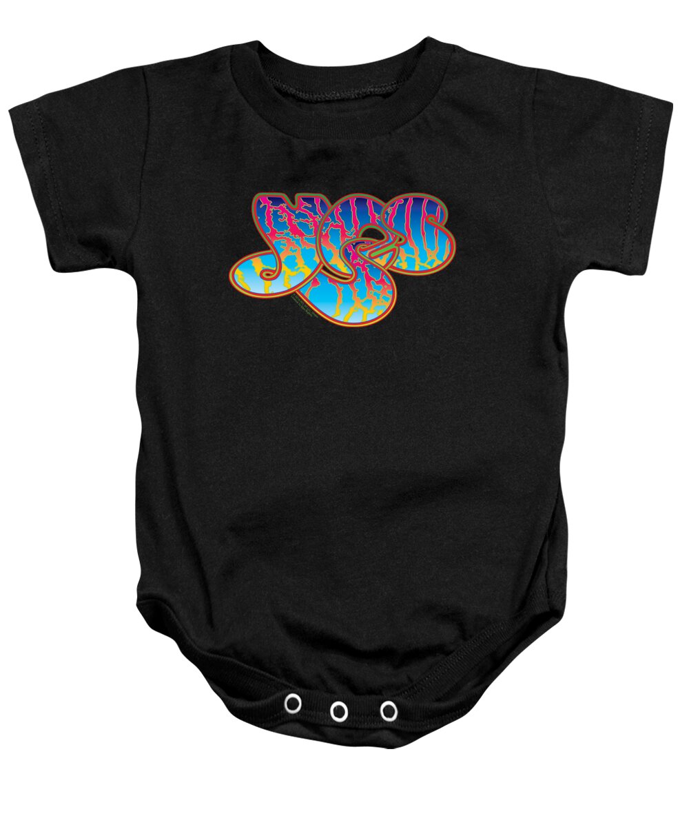 Psychedelic Baby Onesie featuring the digital art Yes - Logo by Brand A