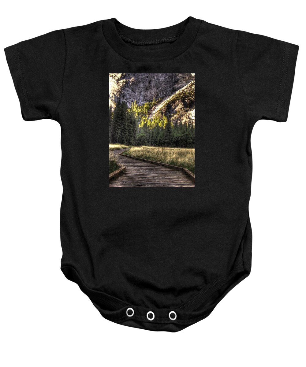 Yosemite Baby Onesie featuring the photograph Yosemite National Park Path by Jane Linders