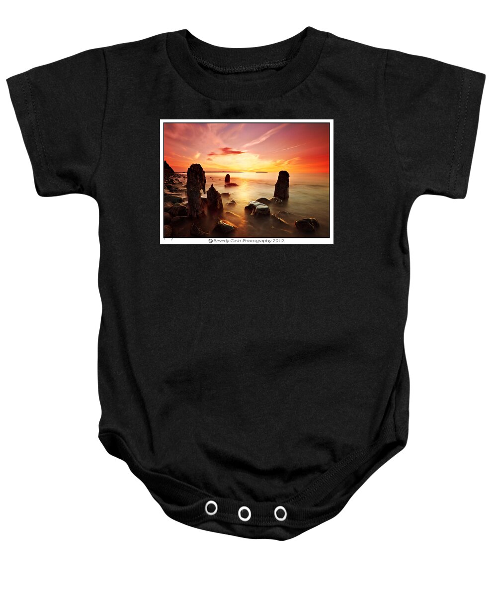 Sunset Baby Onesie featuring the photograph Fiery Sunset by B Cash