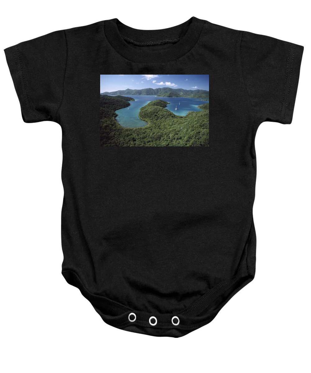 Mp Baby Onesie featuring the photograph Aerial View Of Hurricane Bay, Virgin #1 by Gerry Ellis