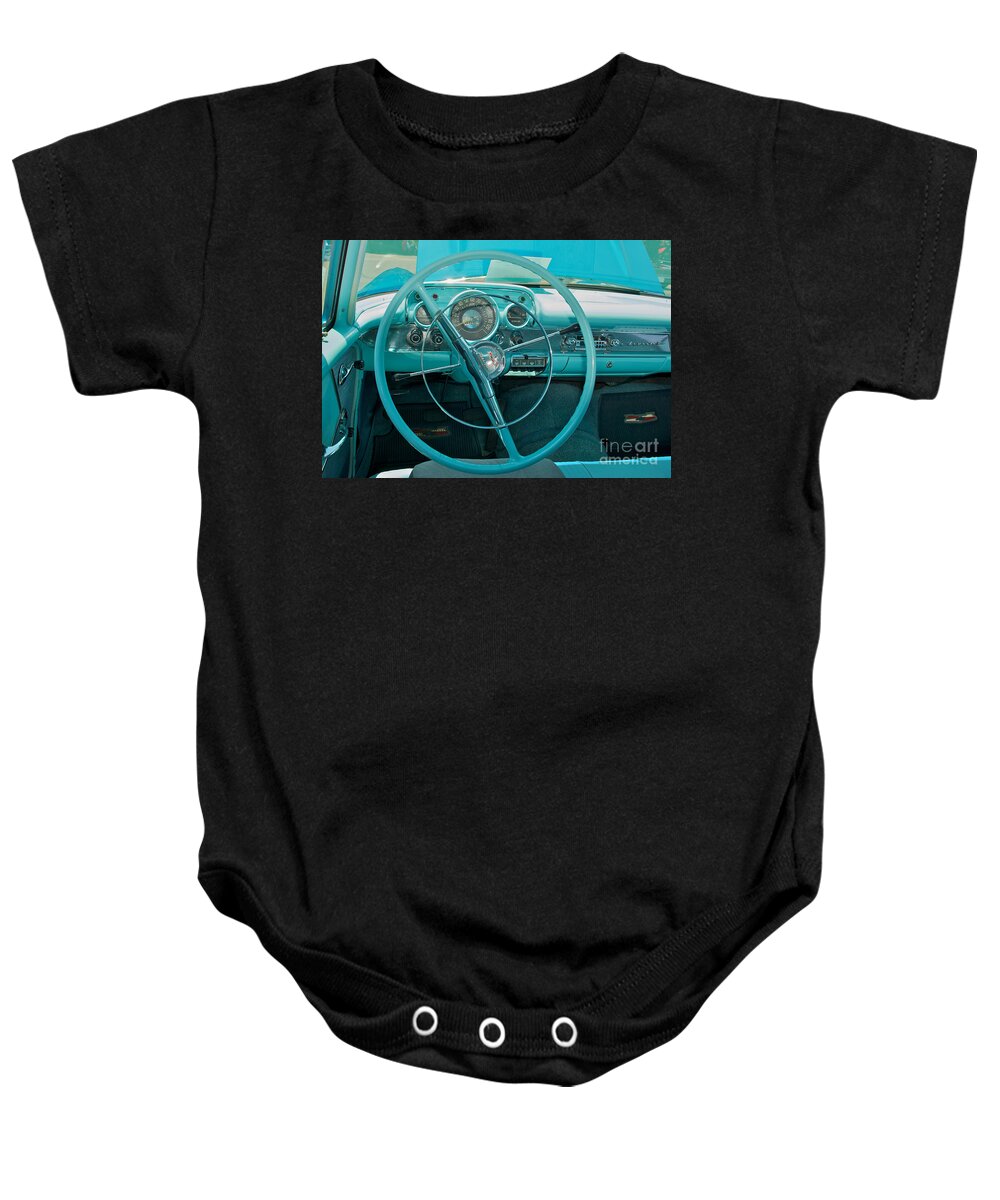 57 Chevy Baby Onesie featuring the photograph 57 Chevy Bel Air Interior 2 by Mark Dodd