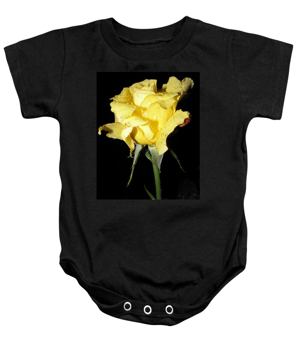 Yellow Baby Onesie featuring the photograph A Yellow Rose For You by Kim Galluzzo