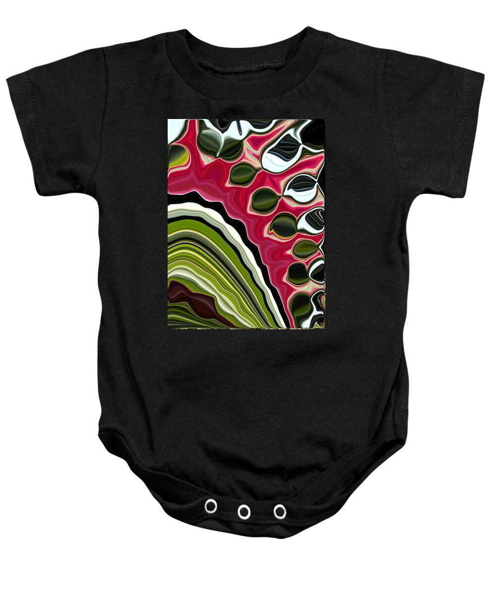 Green Baby Onesie featuring the painting Abstract Seed Pods by Renate Wesley