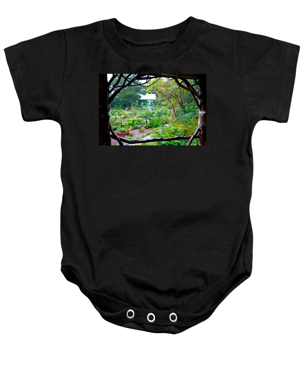 Pergola Baby Onesie featuring the photograph Arbor View by Norma Brock