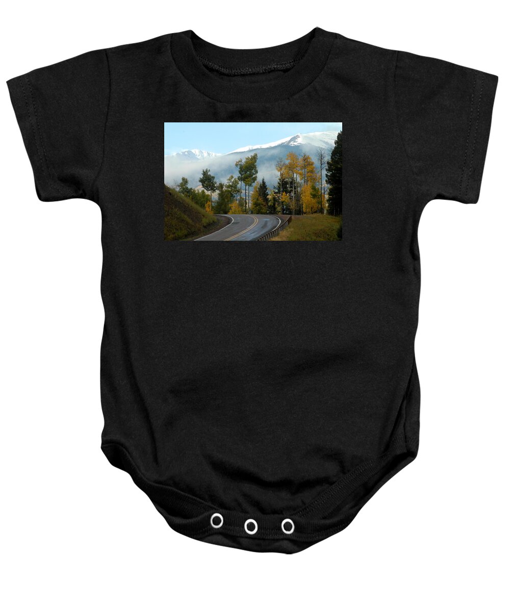 Red River Baby Onesie featuring the photograph Autumn Drive by Ron Weathers