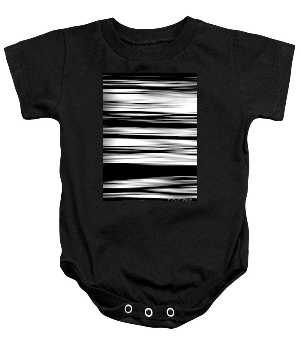 Black Baby Onesie featuring the photograph Black and white striped wave pattern by Simon Bratt