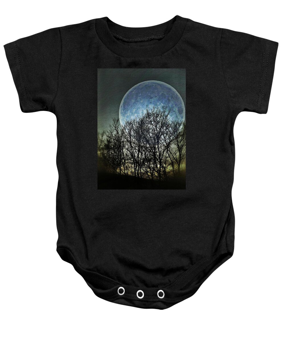Moon Baby Onesie featuring the photograph Blue Moon by Marianna Mills