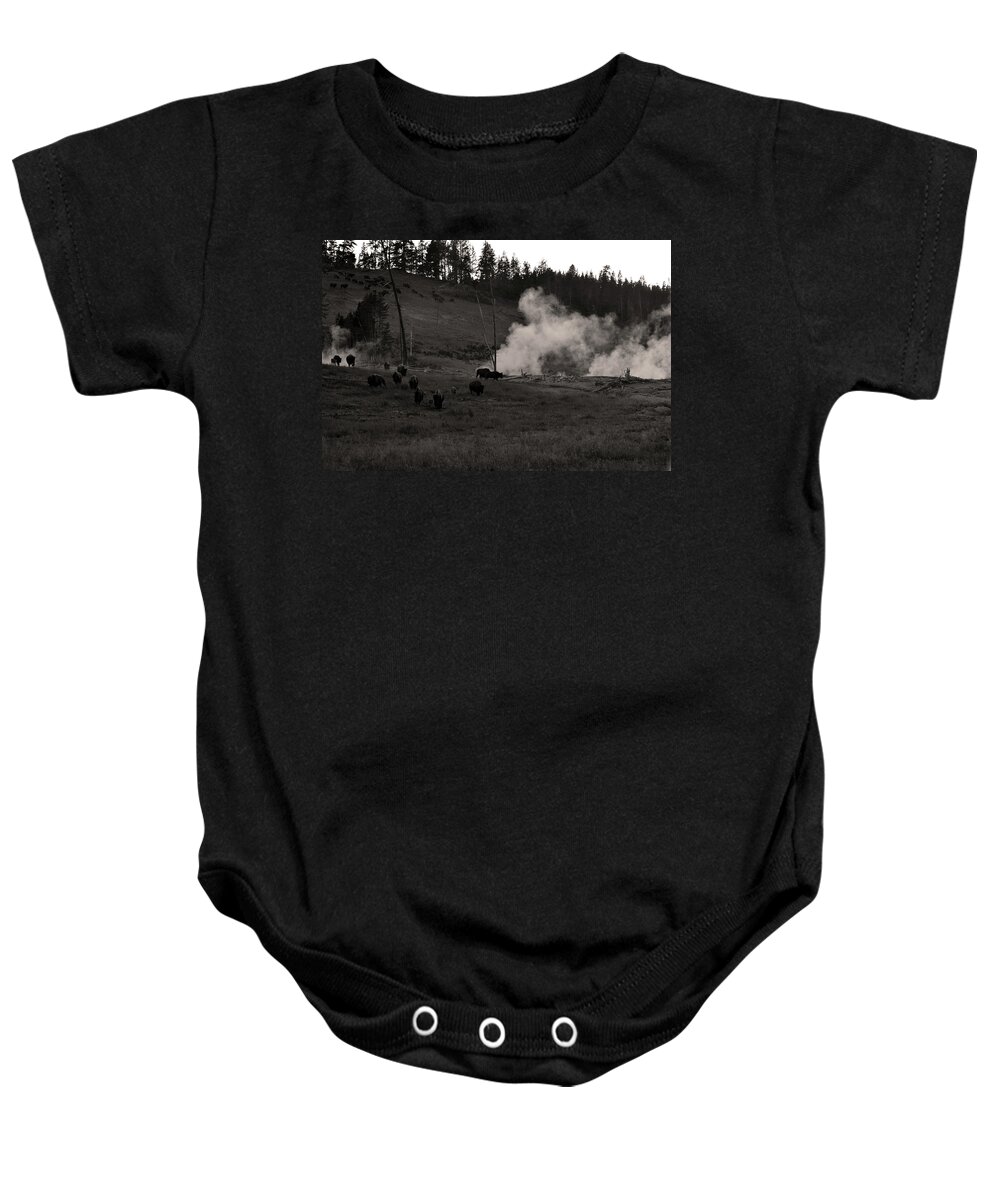 Nature Baby Onesie featuring the photograph Buffalo Apocalypse by La Dolce Vita