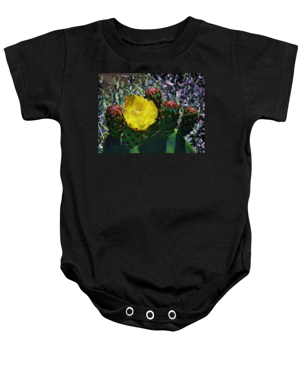 Opuntia Neoargentina Baby Onesie featuring the photograph Cactus Blossom 8 by Xueling Zou