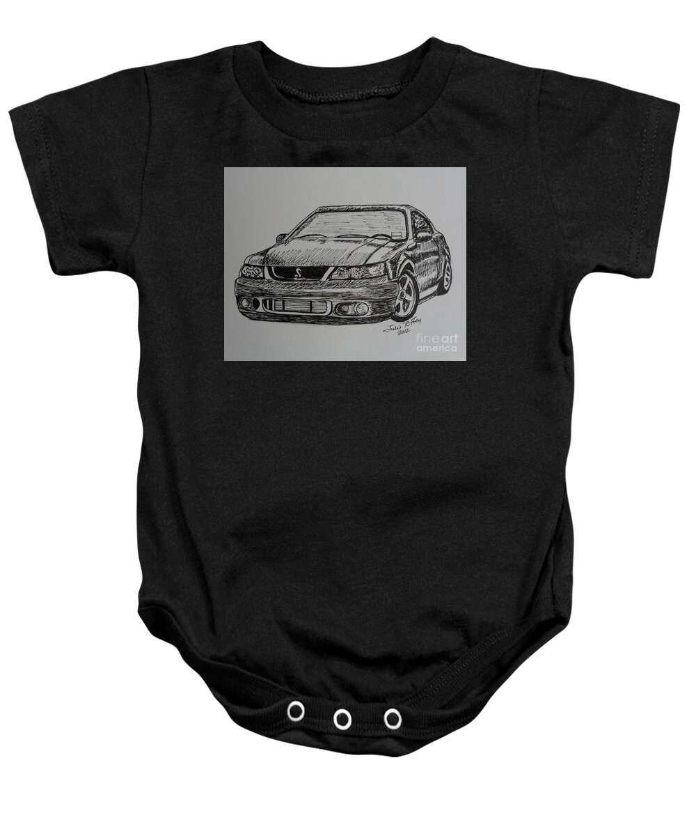 Cars Baby Onesie featuring the drawing Cobra Mustang 2003 by Julie Brugh Riffey
