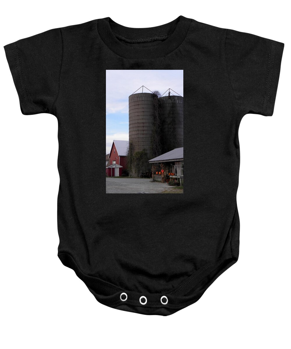 Silo Baby Onesie featuring the photograph Country Barn Farm Stand by Kim Galluzzo