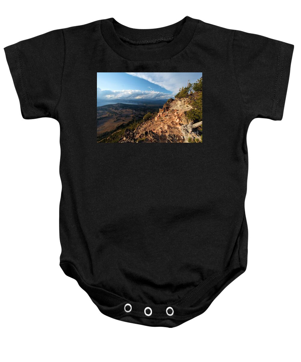 Crater Lake National Park Baby Onesie featuring the photograph Crater Lake Mountains by Adam Jewell
