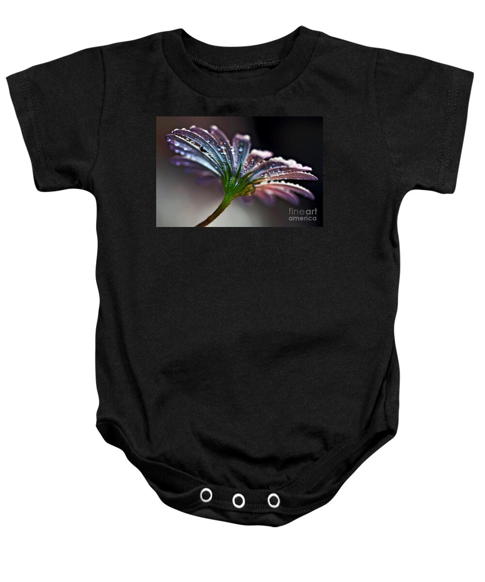 Photography Baby Onesie featuring the photograph Daisy Abstract with Droplets by Kaye Menner