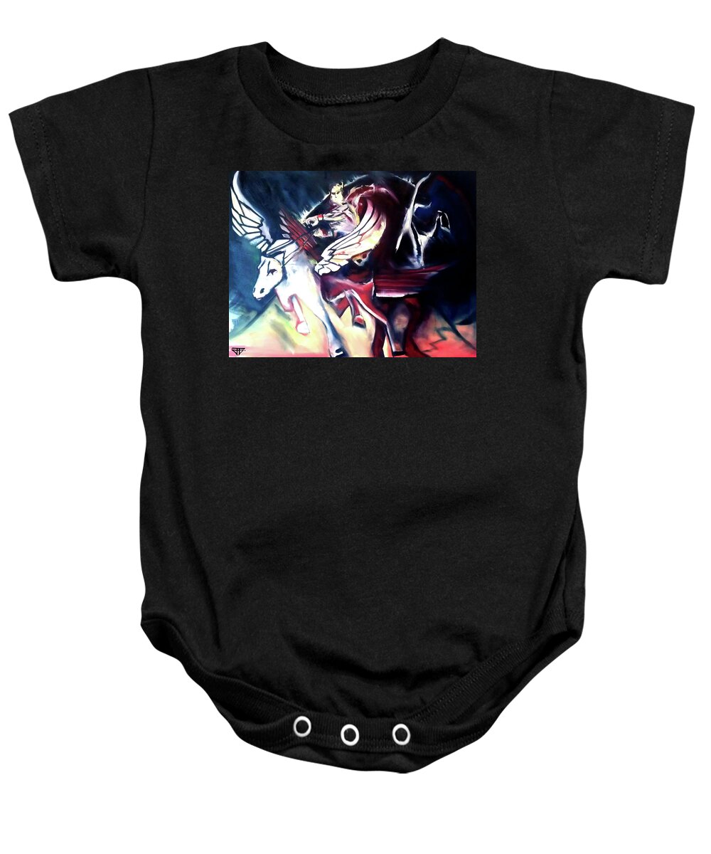 Chariot Baby Onesie featuring the painting Divine Madness by John Gholson