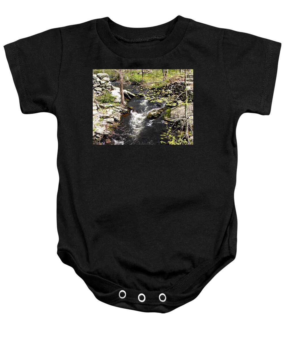 Brook Baby Onesie featuring the photograph Down By The Brook by Kim Galluzzo
