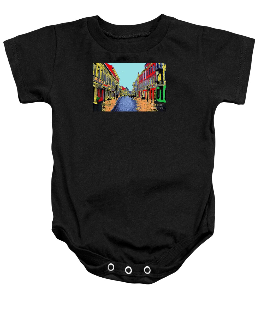 City Baby Onesie featuring the photograph Old town street by Arturas Slapsys