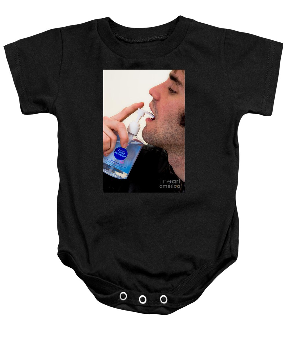 Alcohol Baby Onesie featuring the photograph Drinking Hand Sanitizer by Photo Researchers