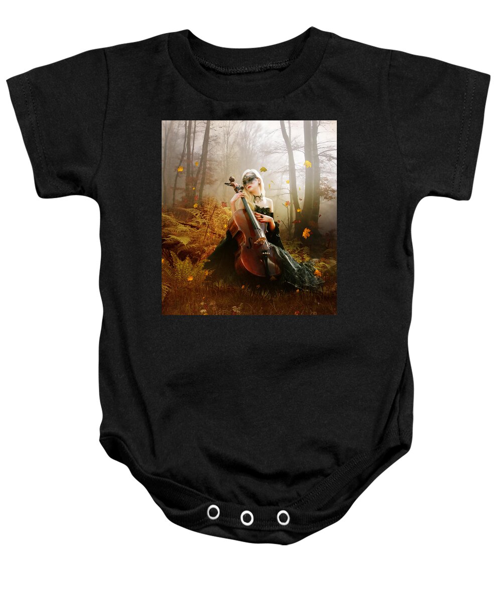 Fall Baby Onesie featuring the digital art Fall Melody by Karen Howarth