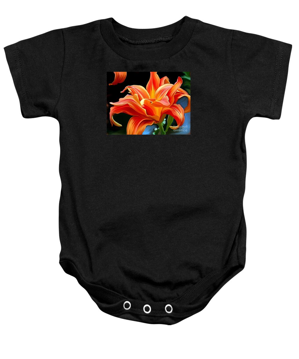 Flower Painting Baby Onesie featuring the painting Flaming Flower by Patricia Griffin Brett