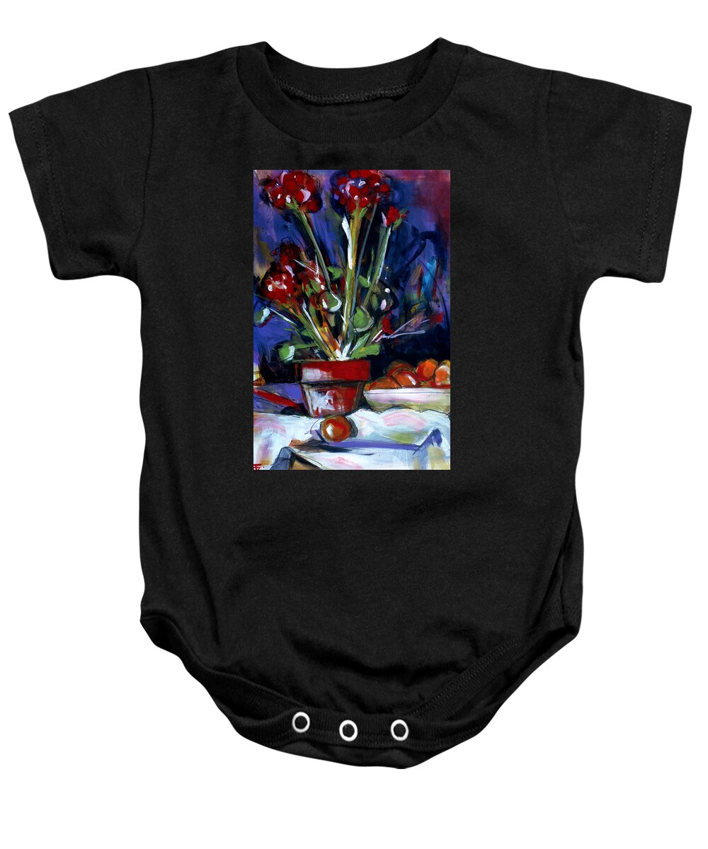 Flower Pot Baby Onesie featuring the painting Flower Pot by John Gholson