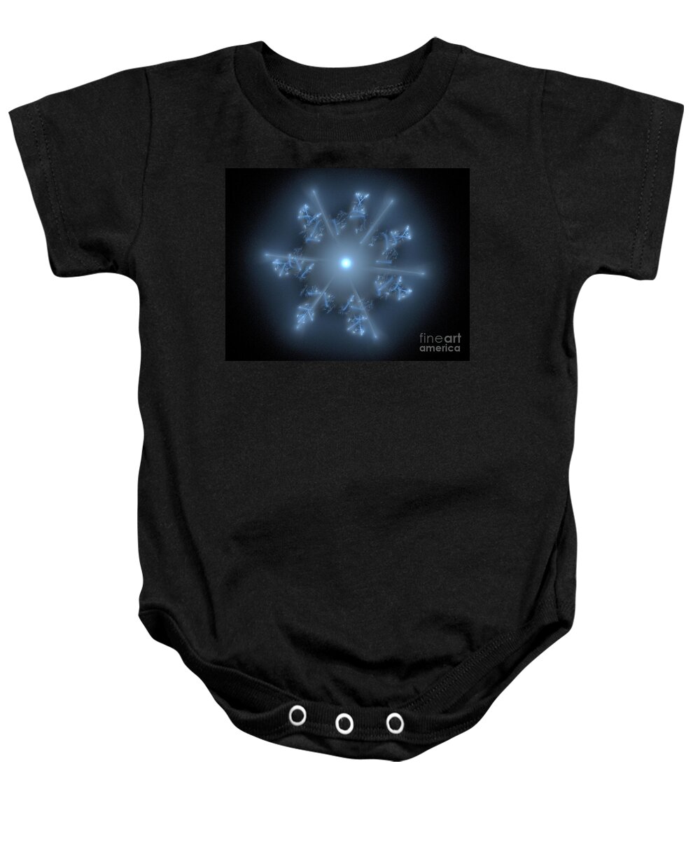 Artwork Baby Onesie featuring the digital art Fractal blue star by Henrik Lehnerer