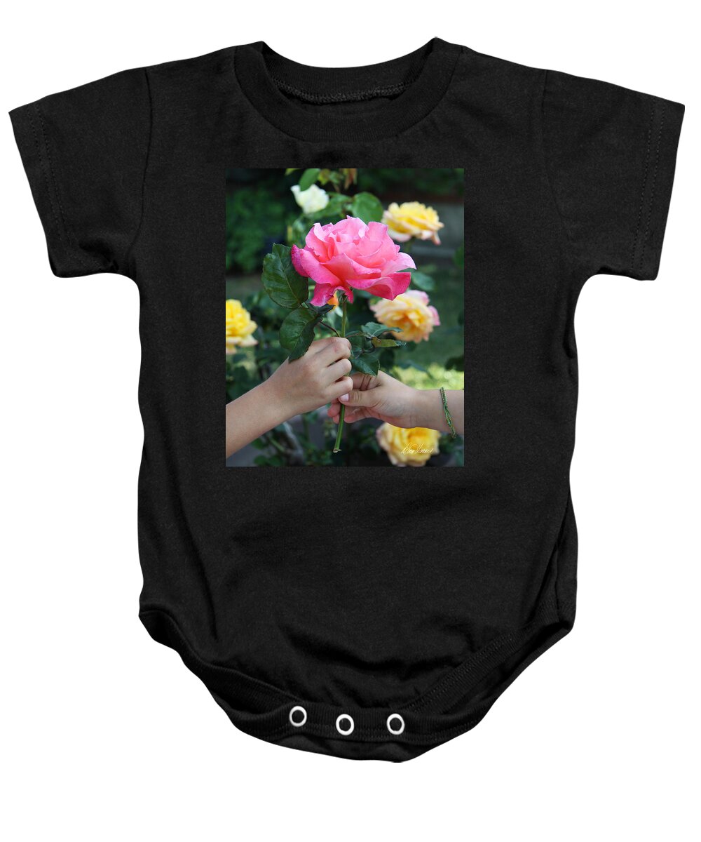 Child Baby Onesie featuring the photograph Friendship Rose by Diana Haronis