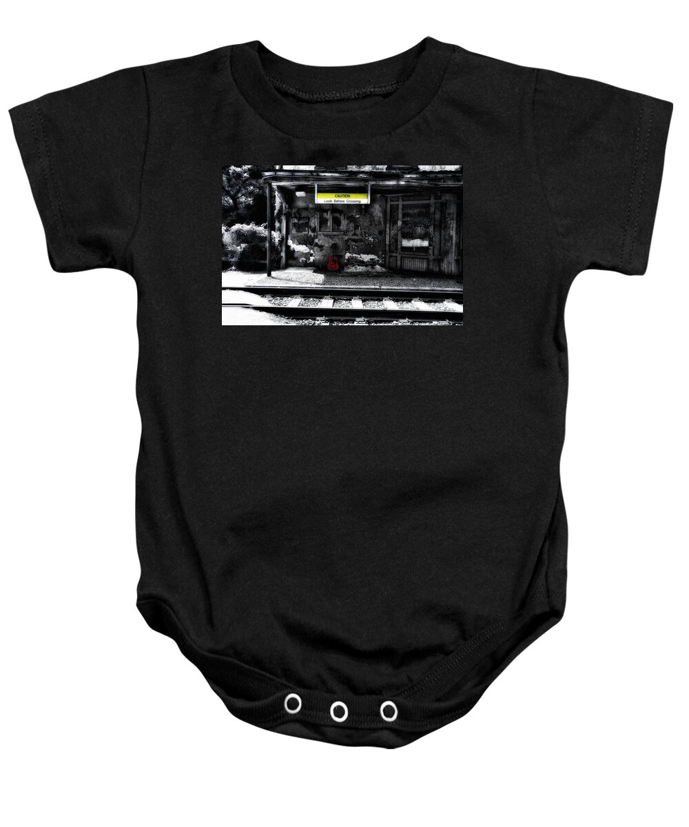Train Baby Onesie featuring the photograph From the Wrong Side of the Tracks by Bill Cannon