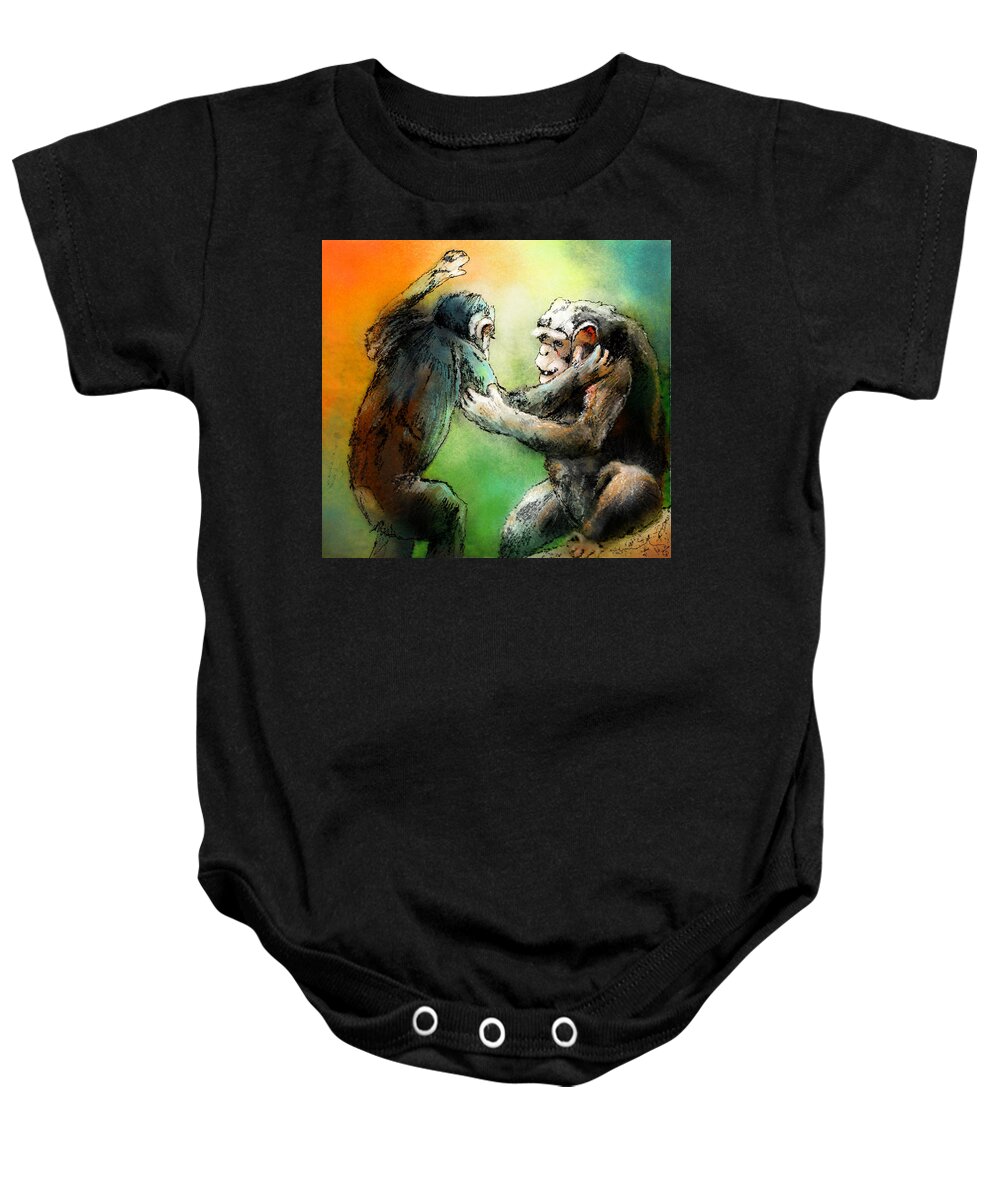 Animals Baby Onesie featuring the painting Give Me A Hug by Miki De Goodaboom