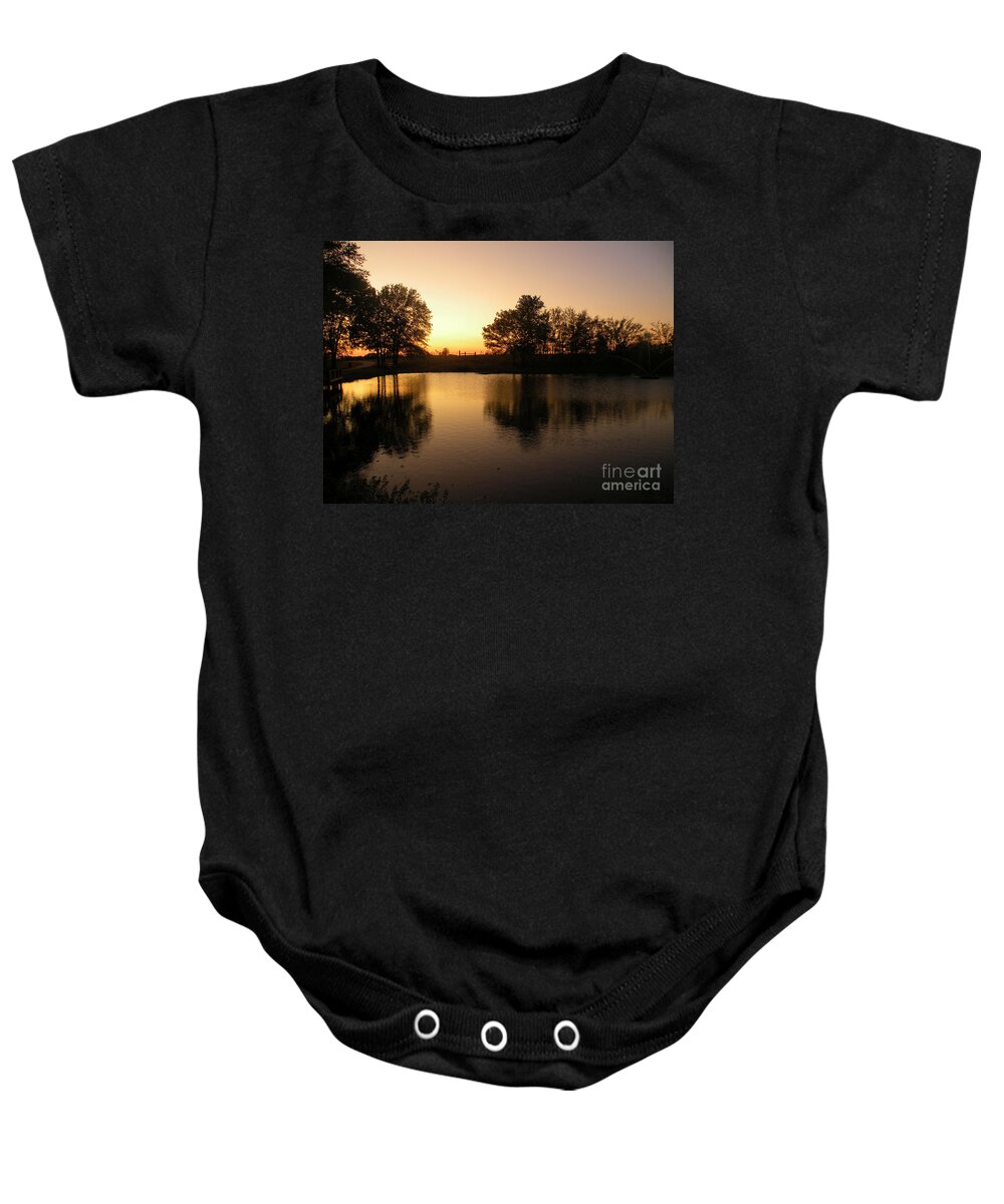 Mineola Nature Preserve Baby Onesie featuring the photograph Golden Sunset by Kathy White