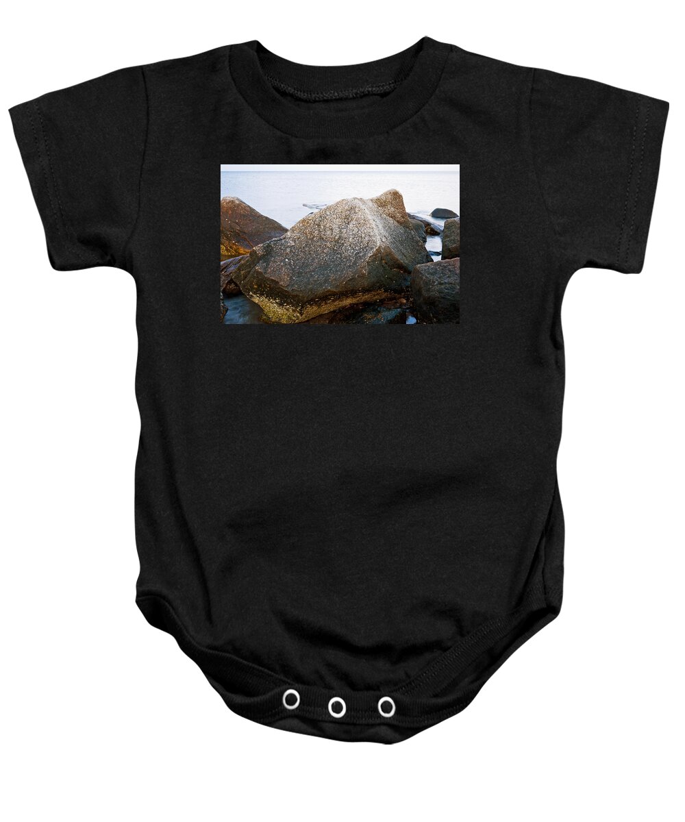 Jetty Baby Onesie featuring the photograph Jetty Close Up by Frank Winters