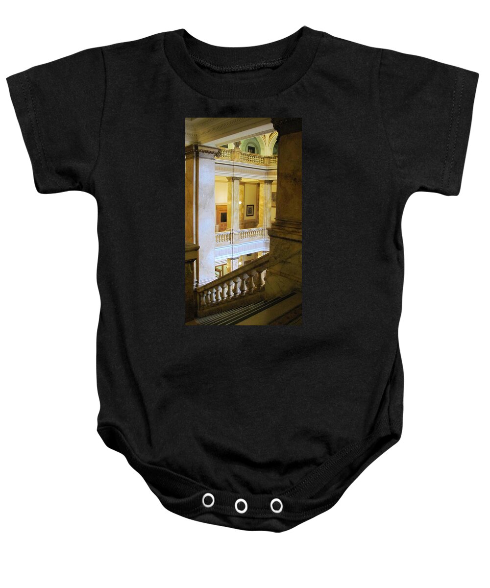 Milwaukee Baby Onesie featuring the photograph Library 1 by Anita Burgermeister