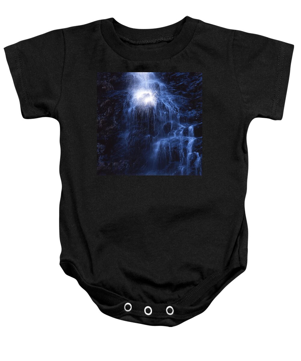 Waterfall Baby Onesie featuring the photograph Lighted waterfall by Ulrich Kunst And Bettina Scheidulin