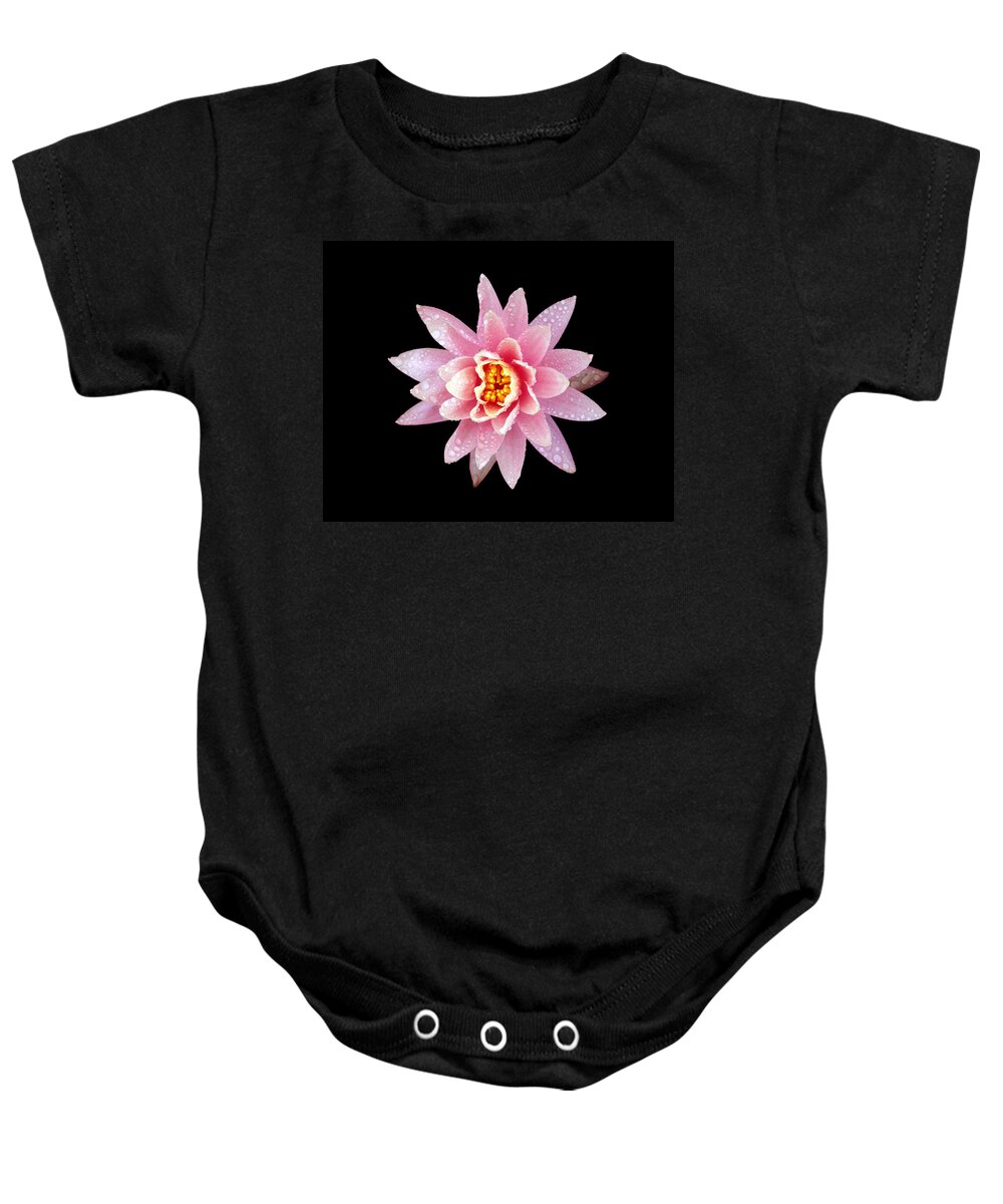 Lily Baby Onesie featuring the photograph Lily on Black by Bill Barber