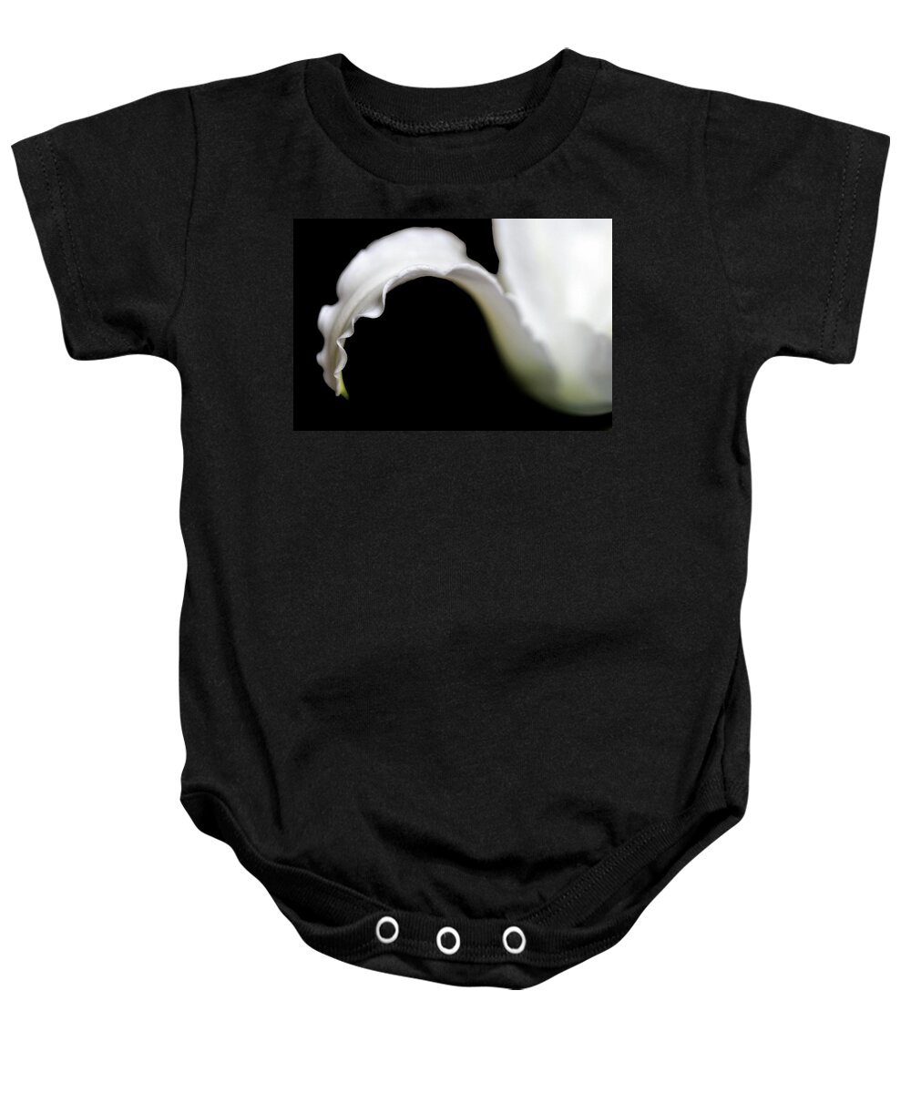 Lily Baby Onesie featuring the photograph Lily Petal From a Side View by Angela Rath