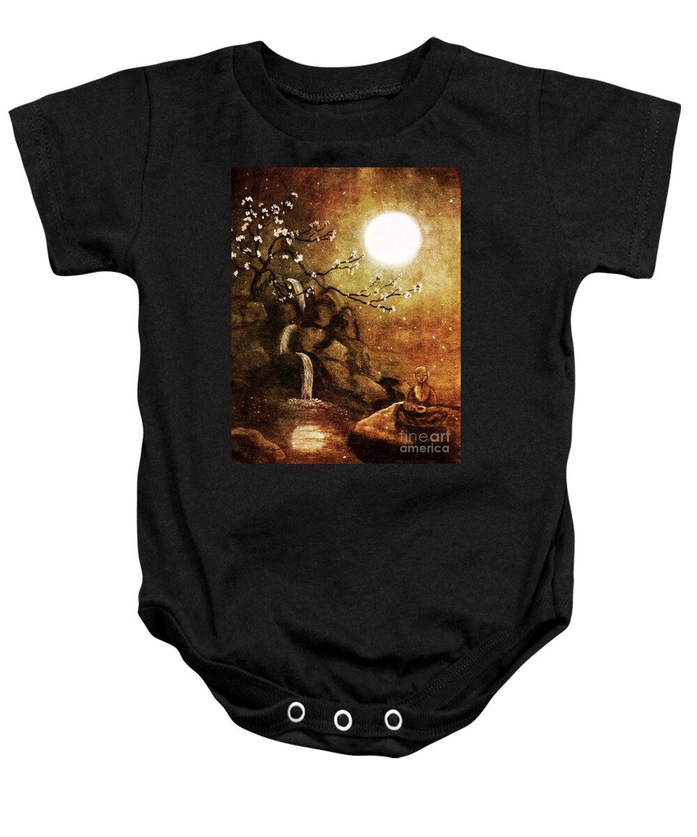Fantasy Baby Onesie featuring the painting Meditation Beyond Time by Laura Iverson