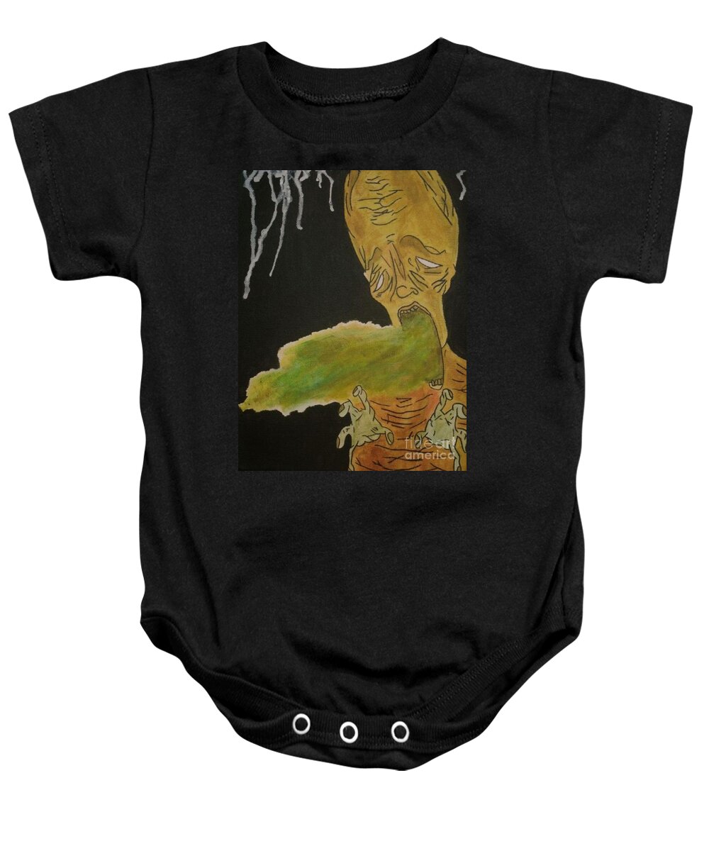  Baby Onesie featuring the painting Monster by Samantha Lusby