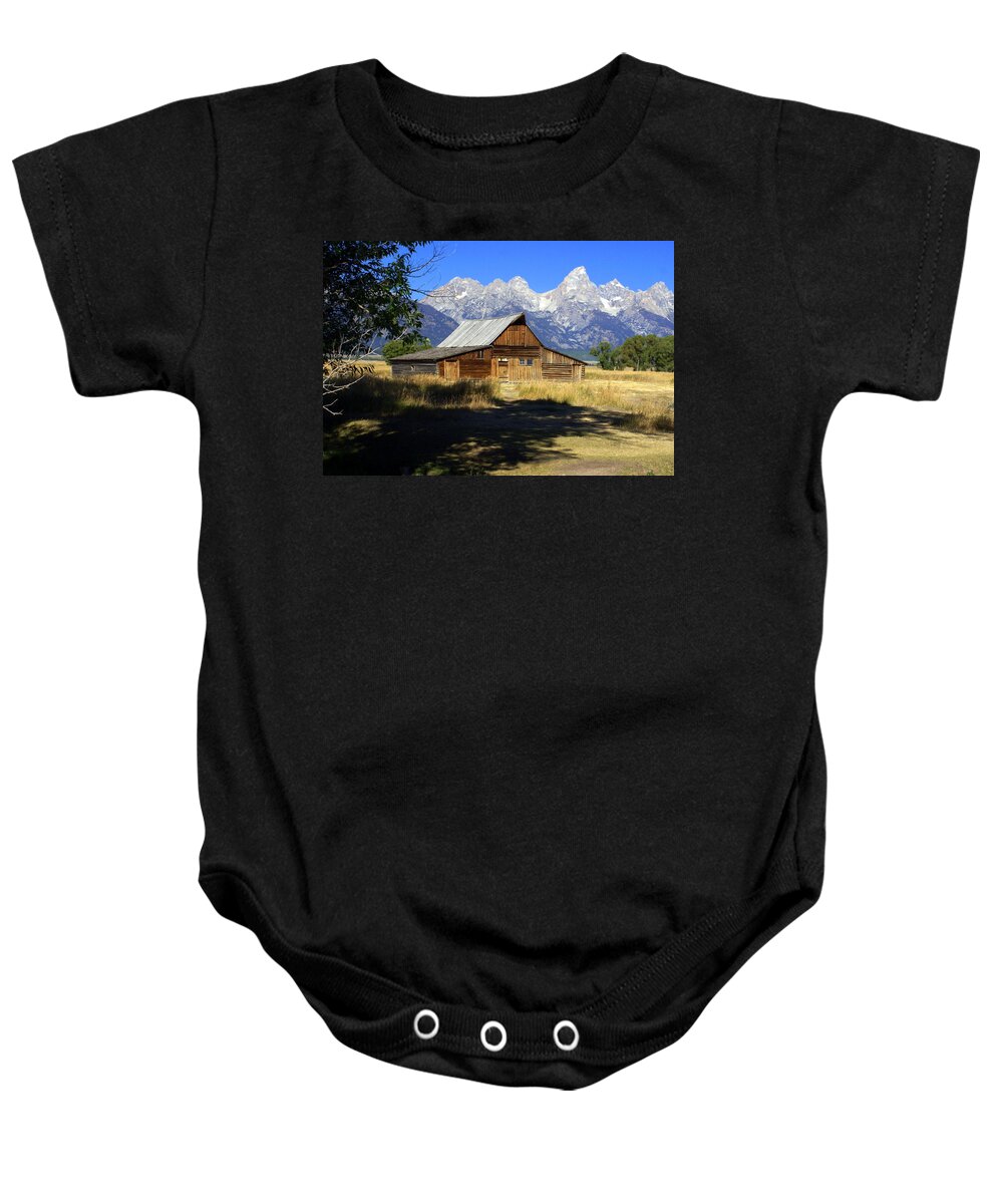Grand Teton National Park Baby Onesie featuring the photograph Mormon Row Barn by Marty Koch