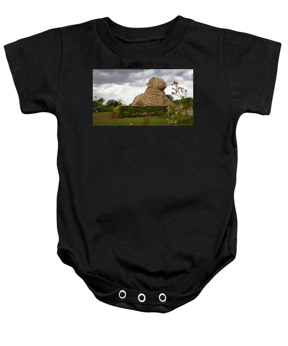 Nandi Baby Onesie featuring the photograph Nandi at Lepakshi by SAURAVphoto Online Store
