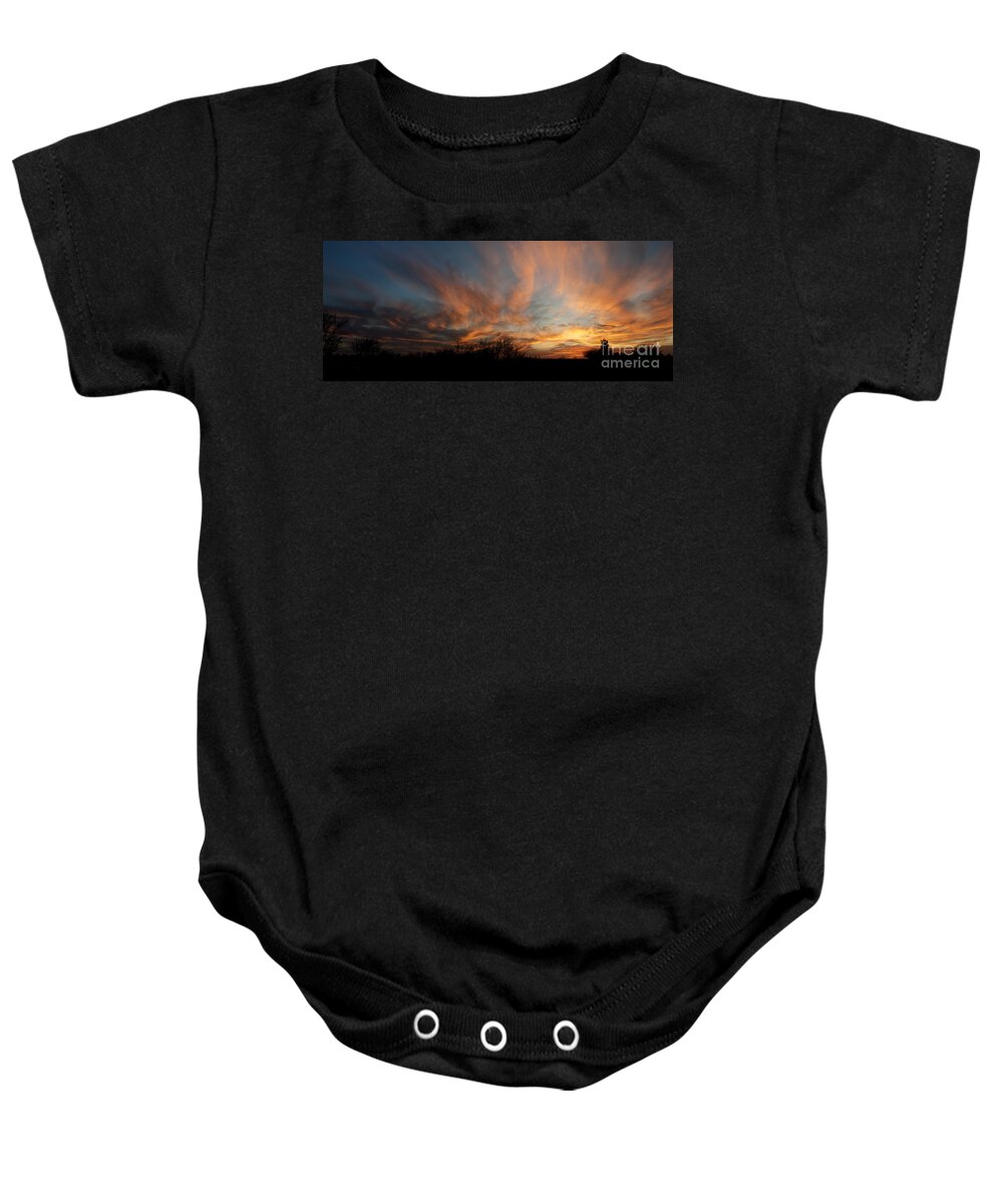 Sunset Baby Onesie featuring the photograph Nebraska Sunset by Art Whitton
