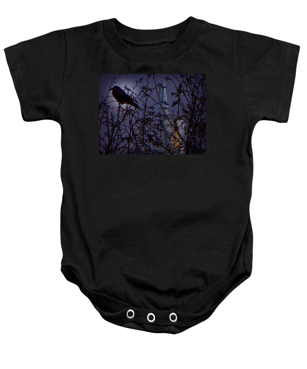Raven Baby Onesie featuring the photograph Nevermore by David Dehner