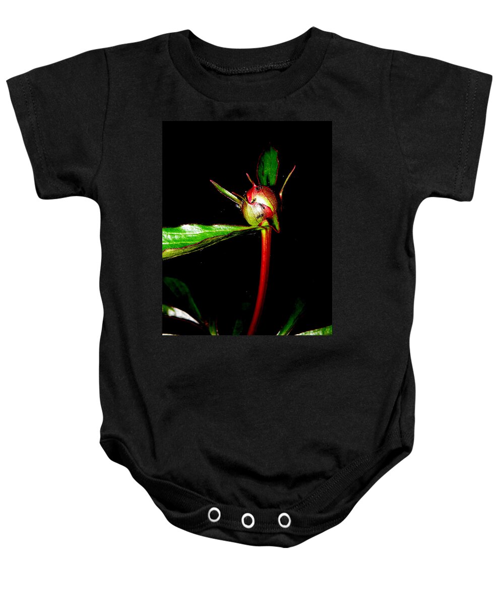 Abstract Photography Baby Onesie featuring the photograph Peony Bud by Kim Galluzzo