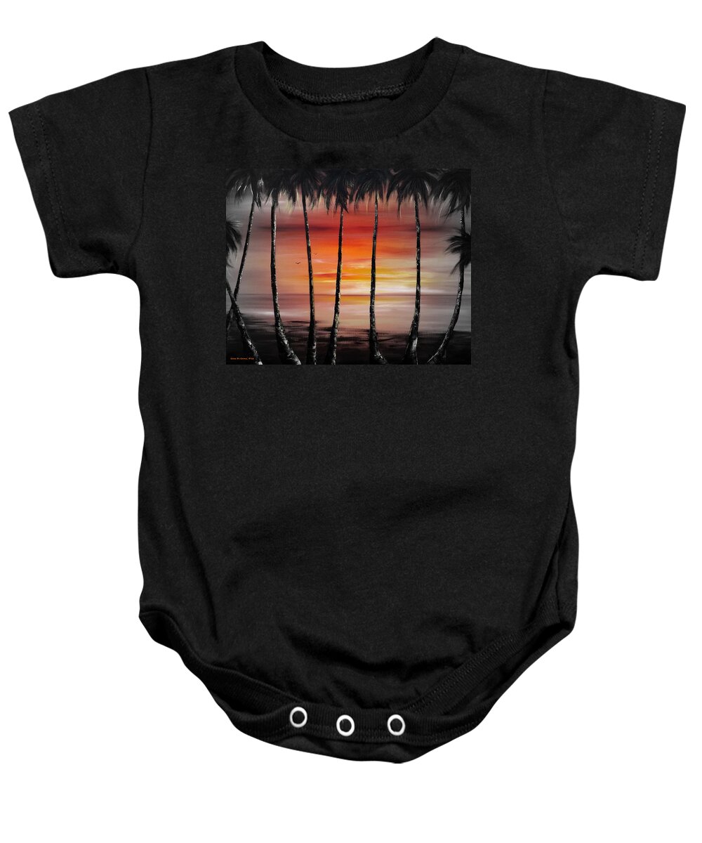 Sunset Baby Onesie featuring the painting Quiet Joy 2 by Gina De Gorna