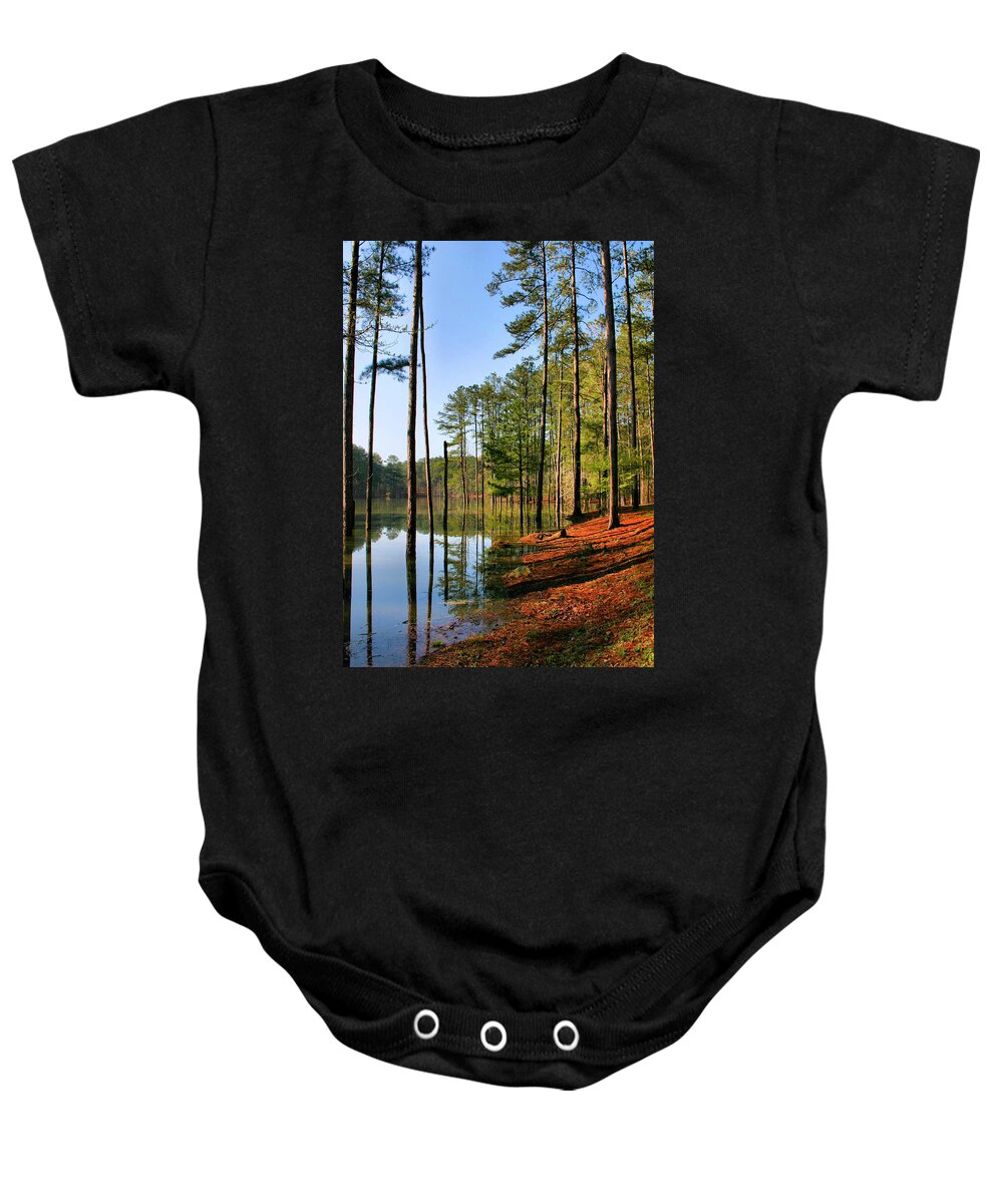 Flooded Baby Onesie featuring the photograph Red Top Mountain by Kristin Elmquist
