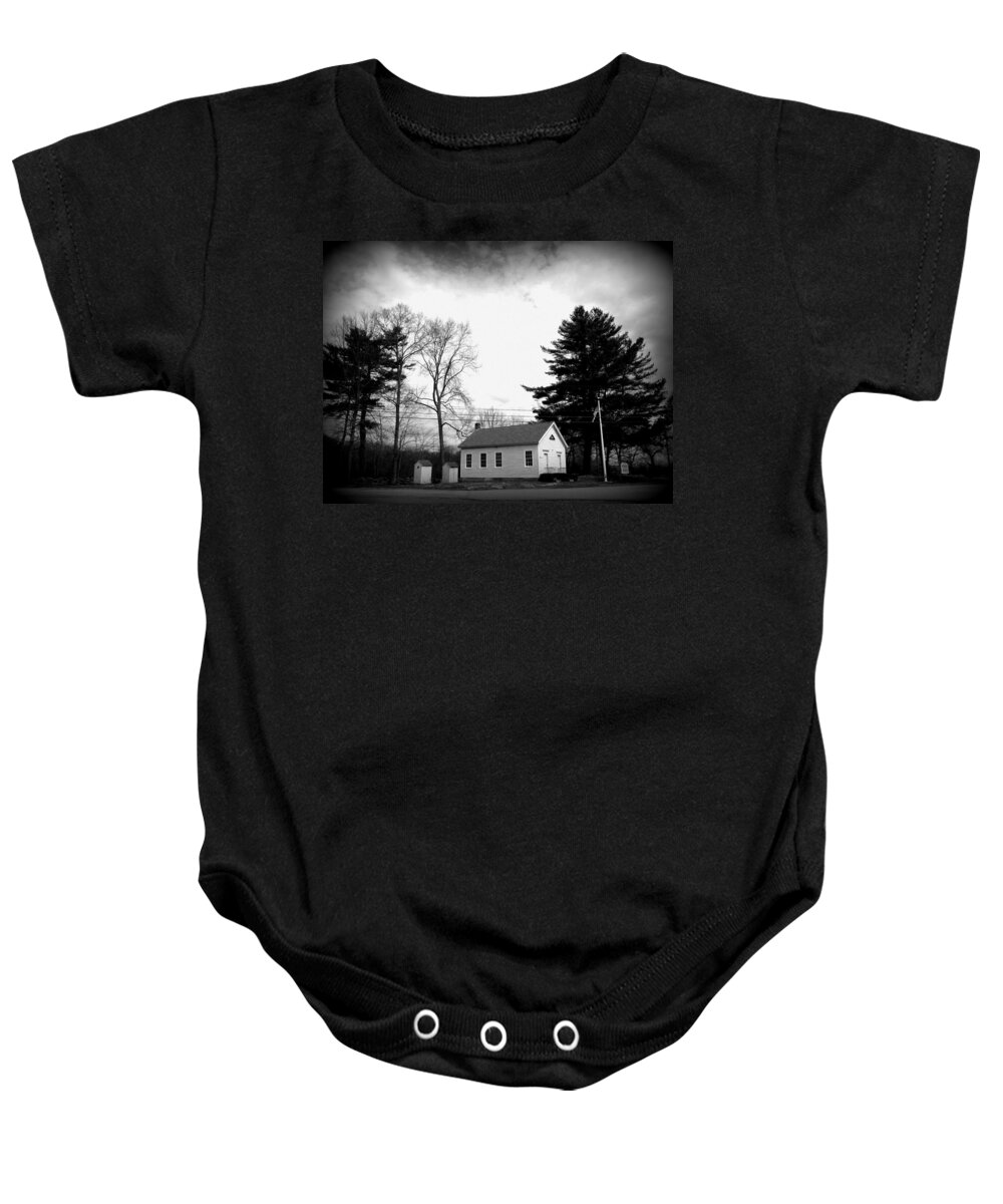 School Baby Onesie featuring the photograph School House back in the day by Kim Galluzzo