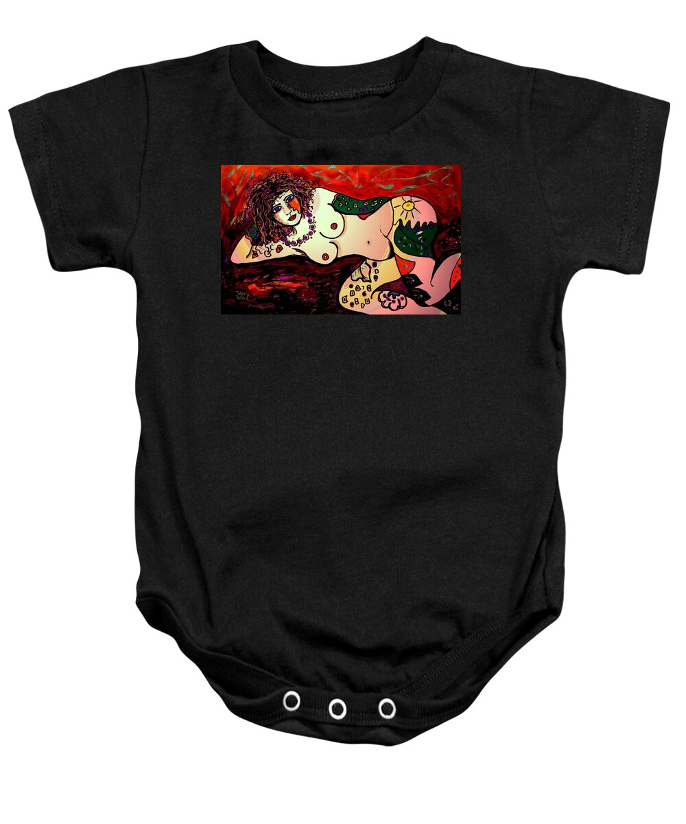 Nude Baby Onesie featuring the mixed media Sexy Girl by Natalie Holland