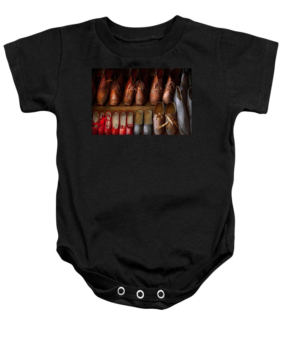 Hdr Baby Onesie featuring the photograph Shoemaker - Shoes worn in life by Mike Savad