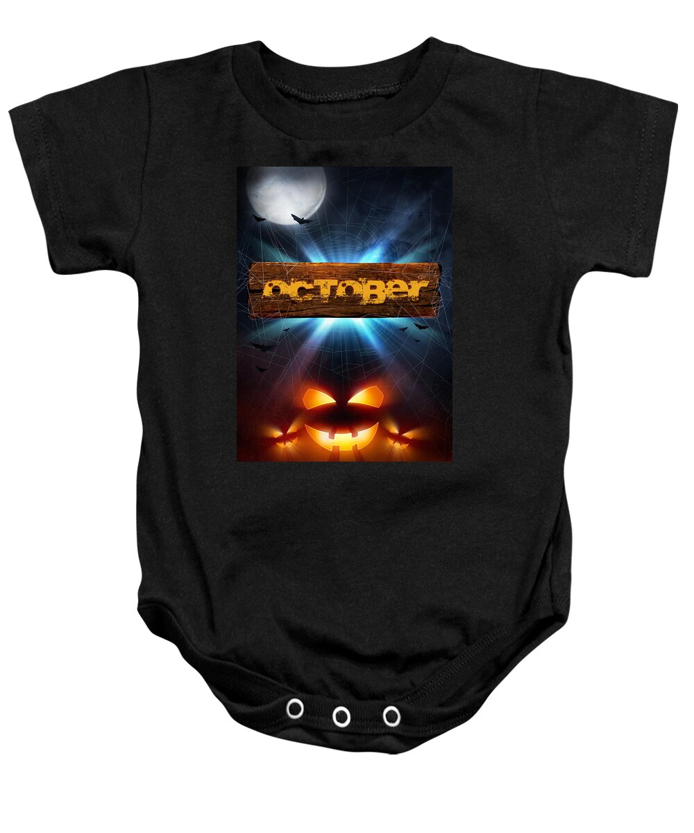 October Baby Onesie featuring the photograph Spooky October by Bill and Linda Tiepelman